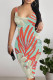 Sexy Floral Print Contrast U Neck Printed Dresses