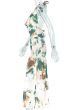 Elegant Print Backless Halter Sleeveless Two Pieces