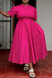Casual Daily Print Basic V Neck Long Plus Size Dresses