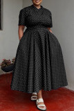 Casual Daily Print Basic V Neck Long Plus Size Dresses