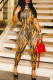 Sexy Casual Print Backless Half A Turtleneck Skinny Jumpsuits