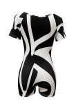 Sexy Hot Irregular Printed Oblique Collar Regular Rompers