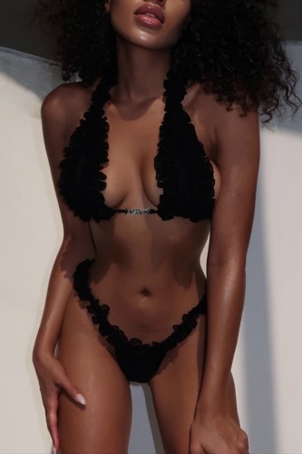 Hot Solid Color Stringy Selvedge Belted Swimwears (Without Paddings)