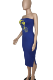 Sexy Print Slit Strapless Long Dresses