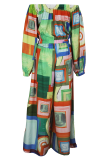 Casual Print Patchwork Off Shoulder Plus Size Two Pieces