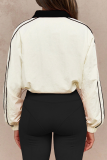 Casual Solid Color Zipper Contrast Zipper Collar Long Sleeve Two Pieces