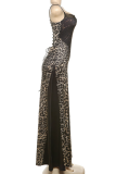 Sexy Print Patchwork Spaghetti Strap Long Dresses