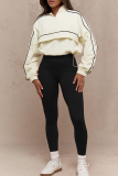 Casual Solid Color Zipper Contrast Zipper Collar Long Sleeve Two Pieces