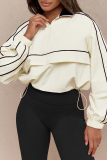 Casual Solid Color Zipper Contrast Zipper Collar Long Sleeve Two Pieces
