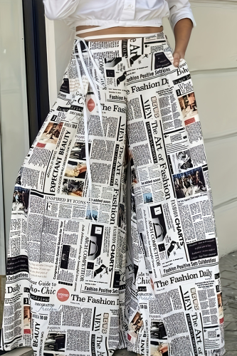 Casual Print Pocket Plus Size