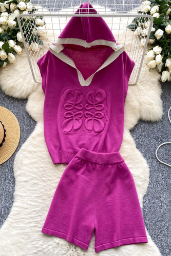 Sexy Patchwork Hooded Sleeveless Two Pieces