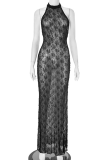 Sexy Solid Color Backless Halter Long Dresses