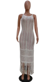 Vacation Stripe Fringed Trim Swimwears Cover Up