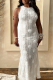 Elegant Solid Color Backless Flower Shape Long Dresses