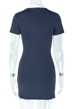 Sexy Buckle Contrast Turndown Collar Wrapped Skirt Dresses