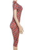 Sexy Print Backless O Neck Skinny Jumpsuits