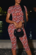 Sexy Print Backless O Neck Skinny Jumpsuits
