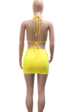 Sexy Solid Color Hollow Out 3 Piece Sets