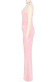 Sportswear Solid Color Patchwork U Neck Sleeveless Two Pieces
