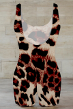 Sexy Leopard Print Patchwork U Neck Skinny Rompers