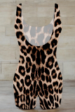 Sexy Leopard Print Patchwork U Neck Skinny Rompers