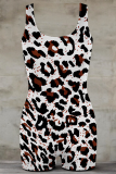 Sexy Leopard Print Patchwork U Neck Skinny Rompers