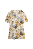 Casual Print Slit V Neck T-Shirts