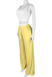 Casual Solid Color Draw String Square Neck Sleeveless Two Pieces