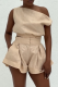 Casual Solid Color Pocket Oblique Collar Two Pieces