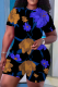 Casual Print Patchwork O Neck Short Sleeve Two Pieces