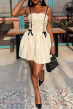 Sexy Solid Color Ruched Spaghetti Strap A Line Dresses
