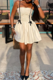 Sexy Solid Color Ruched Spaghetti Strap A Line Dresses