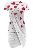 Sexy Print Slit O Neck Wrapped Skirt Dresses
