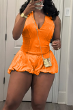 Casual Solid Color Patchwork V Neck Regular Rompers