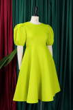 Elegant Solid Color Zipper O Neck Evening Dresses