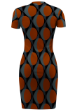 Sexy Print Slit O Neck Wrapped Skirt Dresses