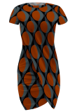 Sexy Print Slit O Neck Wrapped Skirt Dresses