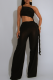 Sexy Solid Color Ruched Strapless Regular Jumpsuits