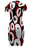 Sexy Print Slit O Neck Wrapped Skirt Dresses
