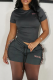 Casual Letters Fringed Trim O Neck Short Sleeve Two Pieces