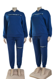 Casual Letters Pocket Hooded Plus Size Two Pieces