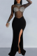 Sexy Solid Color Slit Hot Drill O Neck Long Dresses