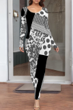 Casual Print Patchwork O Neck Long Dresses