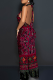 Casual Print Backless Halter Loose Jumpsuits