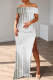 Casual Print Slit Off Shoulder Long Dresses