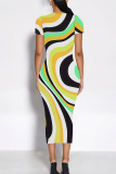 Casual Print Patchwork O Neck Long Dresses