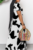 Casual Print Patchwork Off Shoulder Long Dresses