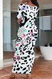 Casual Print Patchwork O Neck Long Dresses