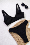 Sexy Solid Color Metal Accessories Trim Swimwears