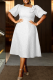 Casual Solid Color Jacquard Flower Shape O Neck Long Dresses